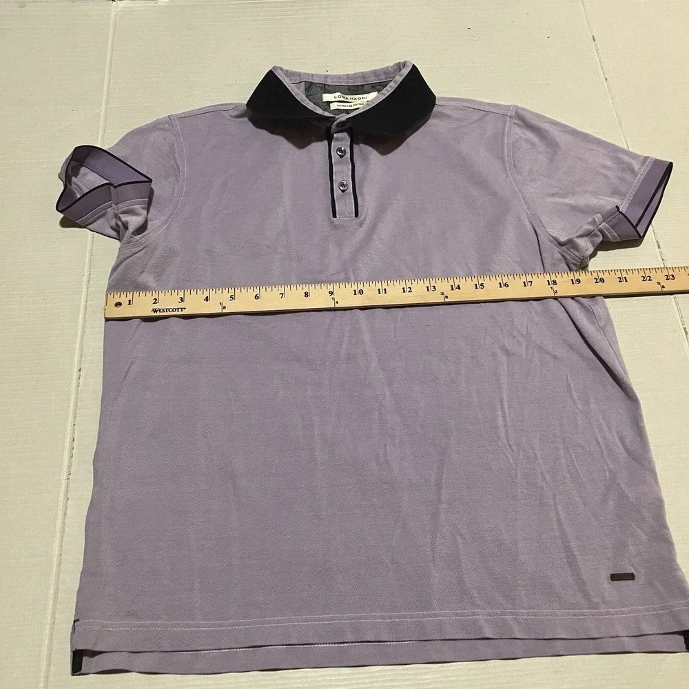 Lorenzoni Golf Polo Shirt Size Large Men Extra Fine‎ Cotton Purple Made In Italy